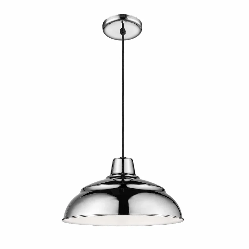 Indian - Themed Ceiling Lights with Intricate Filigree and Mirror WorkIndian - Themed Ceiling Lights with Intricate Filigree and Mirror WorkR Series Warehouse Pendant - Polished Nickel - 14in. Diameter - E26 Medium Base