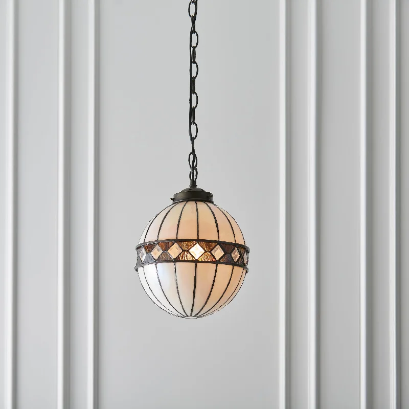 Tropical - Themed Ceiling Lights with Palm - Leaf Shapes and Rattan WrapsTropical - Themed Ceiling Lights with Palm - Leaf Shapes and Rattan WrapsTiffany Fargo Small Globe Pendant