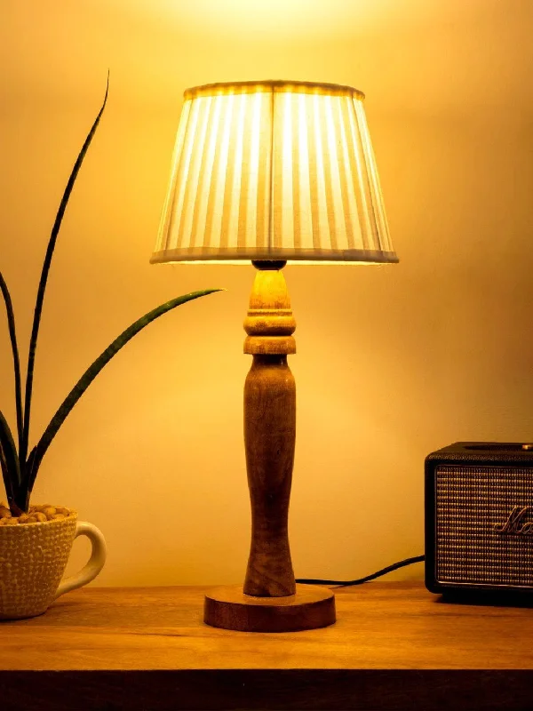bohemian table lamps with colorful patterns for eclectic bedroomsbohemian table lamps with colorful patterns for eclectic bedroomsWooden Round Brown Lamp with pleeted White Taper soft Shade